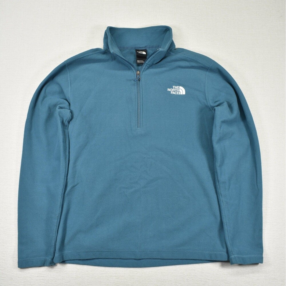 The North Face Sweater Mens M Teal Textured Cap Rock Fleece 1/4 Zip Pullover
